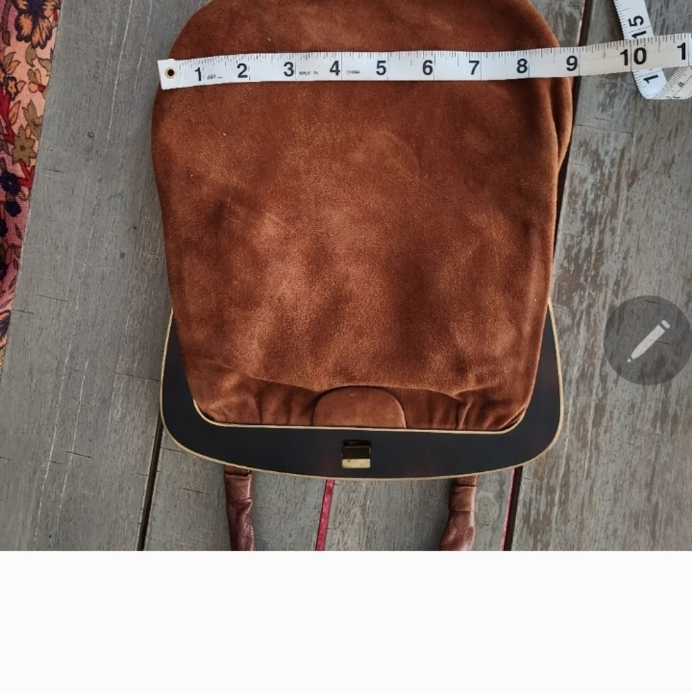 Vintage Brown Suede Bag, Nice Large  I Phone Size 1940s PinUp Handbag